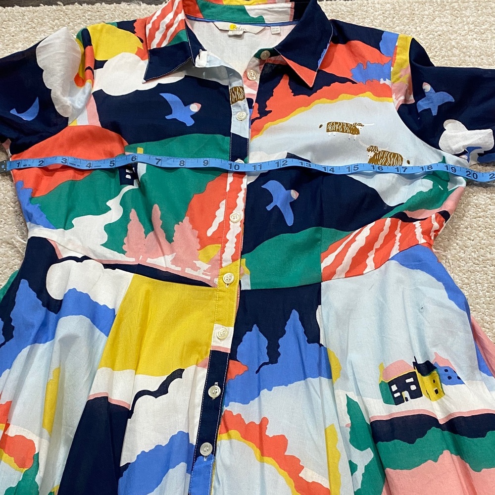 Boden Multicolor Abstract Long Sleeve Dress Size 8P 100% Cotton - Picture 11 of 16